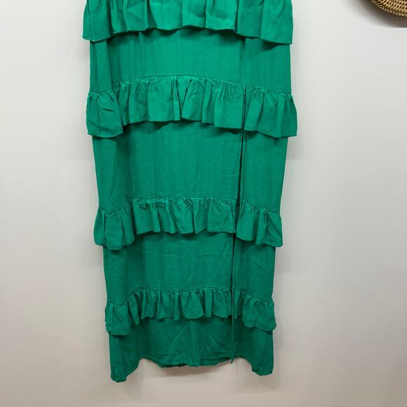 $135 Hello Molly Tie Slit Friendship Gardens Maxi Dress Emerald Green Medium / 6 - Picture 5 of 8